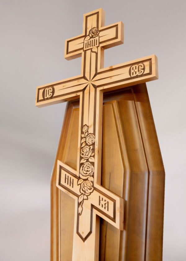Крест могильный Цветы (КС120Ц) Материал сосна, светлый 2500 мм