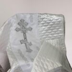 Погребальный набор стеганый со вставкой «Крест плетеный серебряный»